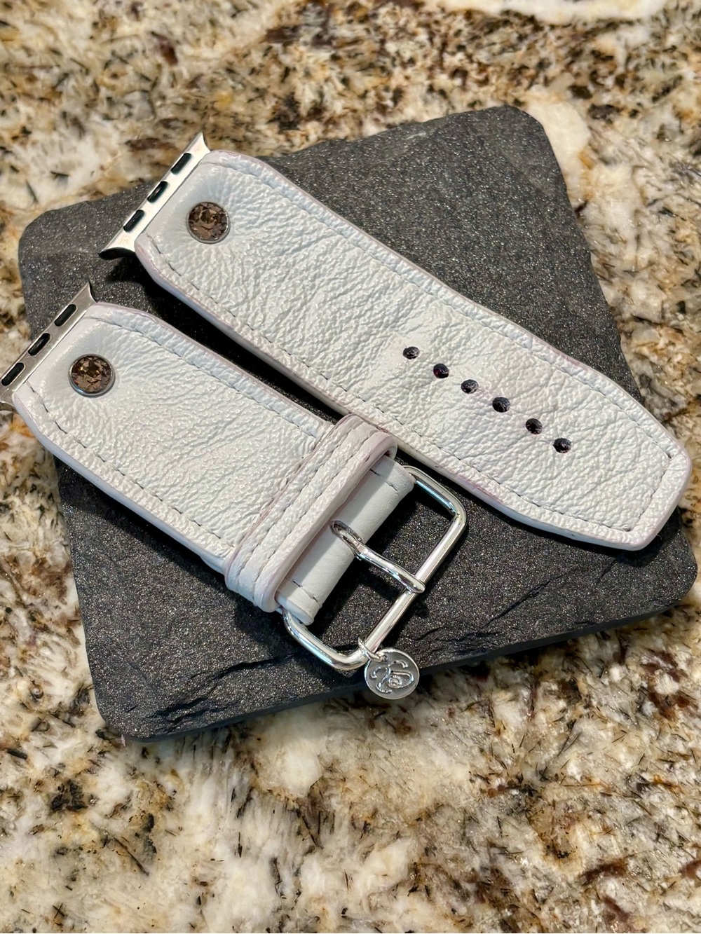 White Leather Watch Band for Apple Watch